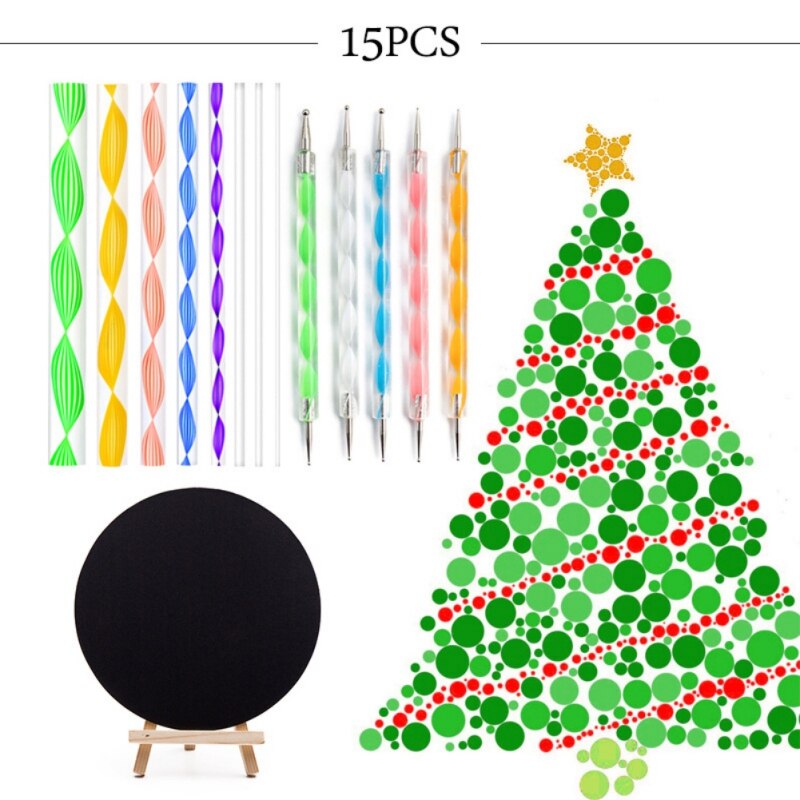 15 Pcs/set Mandala Point Painting Tool Kit Paint Tool Kit Paint Brush Paint Tray Brush Rock Painting Canvas Rock Art Fabric.: A1