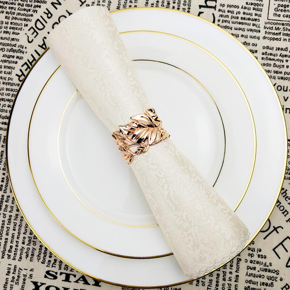 Anneau de serviette en papier avec boucle de feuille, décoration de salle modèle de Table occidentale d'hôtel, boucle de bouche, décoration de noël