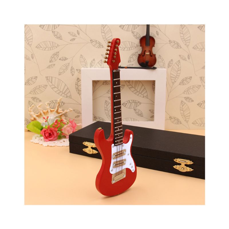 10Cm Miniatuur Elektrische Gitaar Replica Met Doos Stand Muziekinstrument Model