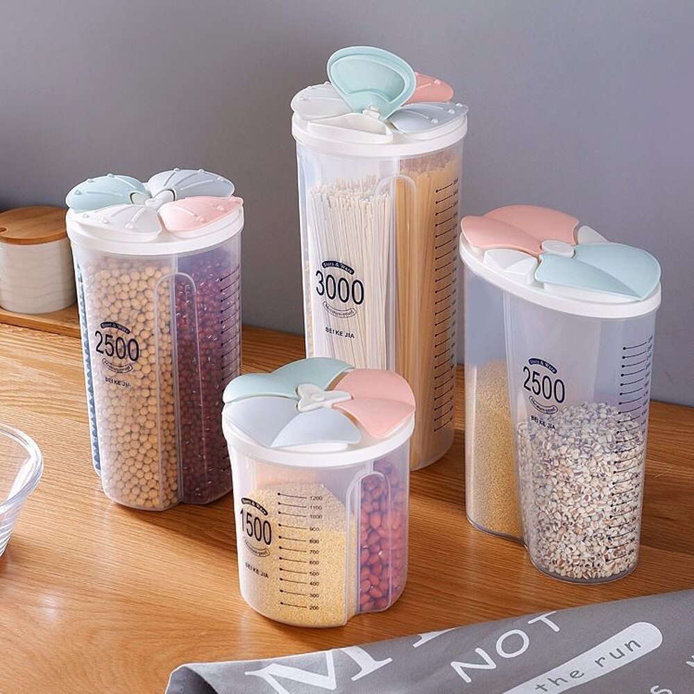 Grain Sealed Fresh-Keeping Storage Tank Compartment Food Container Transparent Plastic Moisture-Proof Storage Box Kitchen Tools