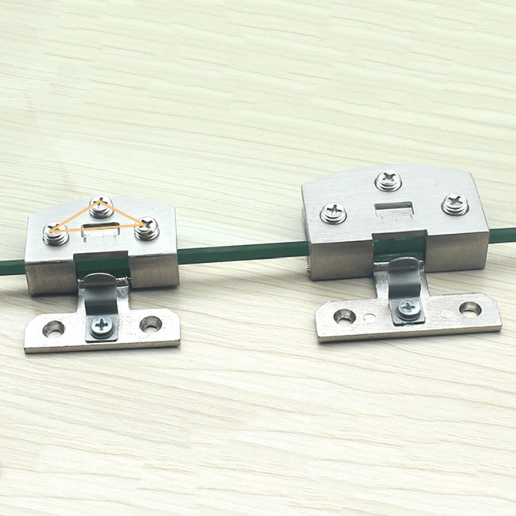 2Pcs Glass Door Hinge Display Cabinet Hinges Swivel Cupboard Hinges Plate Hardware