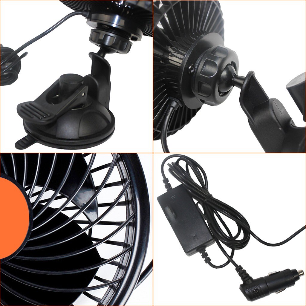 12/24V Mini Electric Car Fan Low Noise Summer Car Air Conditioner 360 Degree Rotating Adjustable Car Interior Fan Air Cooling#20