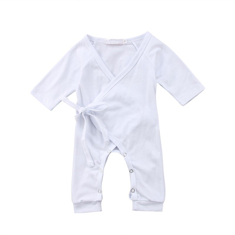 Newborn baby bomuld unisex romper nyfødt børn baby dreng piger spædbarn rompers jumpsuit tøj: Hvid / 12m