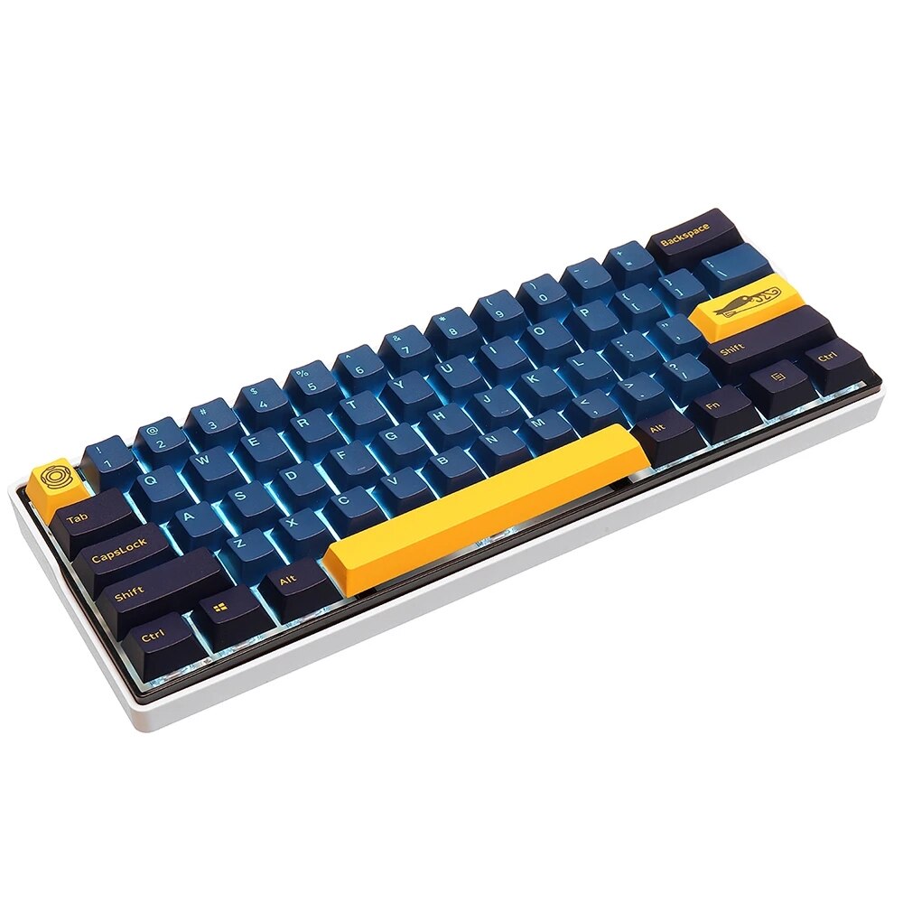 109 Keys Blue Yellow Keycap Set OEM Profile PBT Keycaps for RK61/68/87/104/108 Keys Keyboards Anne Pro2
