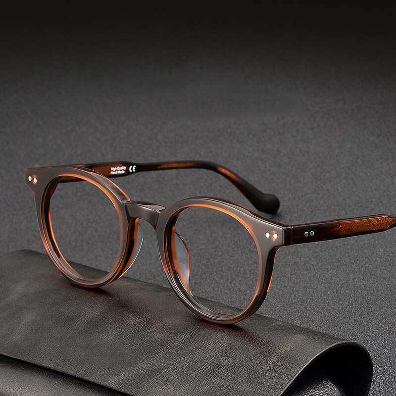 Occhiali da vista rotondi Vintage in acetato di alta qualità con montatura da uomo, donna, moda, cerchio retrò, occhiali da vista, miopia, occhiali da vista