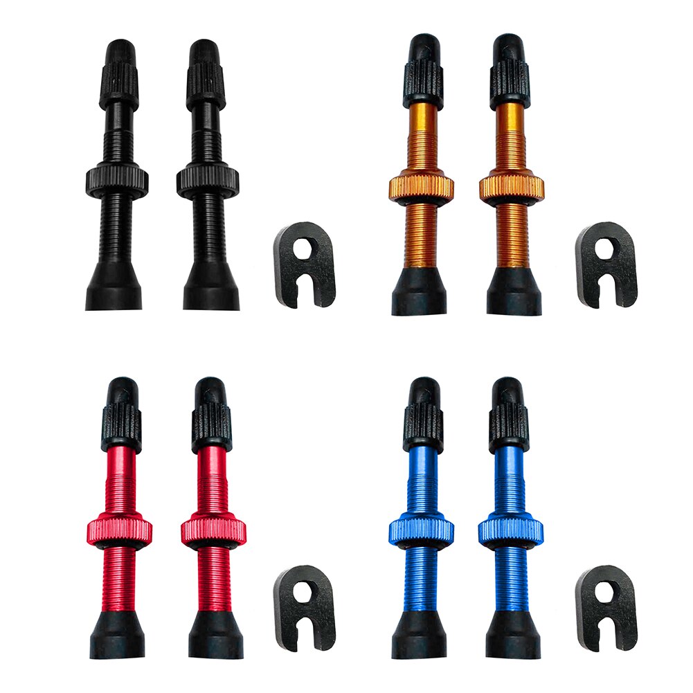 1 Pair Bicycle Presta Valve Brass Core Tubeless Tire Valve Core 54mm Alloy Stem with Tool for MTB Mountain Road Bike Bicycle