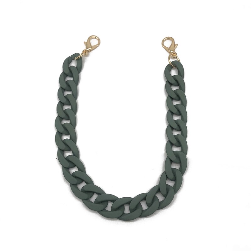 1 PC 60cm Detachable Handle Replacement Bags Strap Chain Acrylic Shoulder Strap Chain Resin Handbag Strap Women Bag Accessories: Dark Green