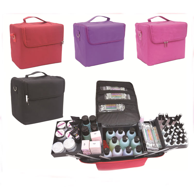 Bolsa de almacenamiento organizadora de cosméticos de gran capacidad, herramientas de maquillaje, bolso organizador de cuatro capas, bolsa de maquillaje, maleta para uñas