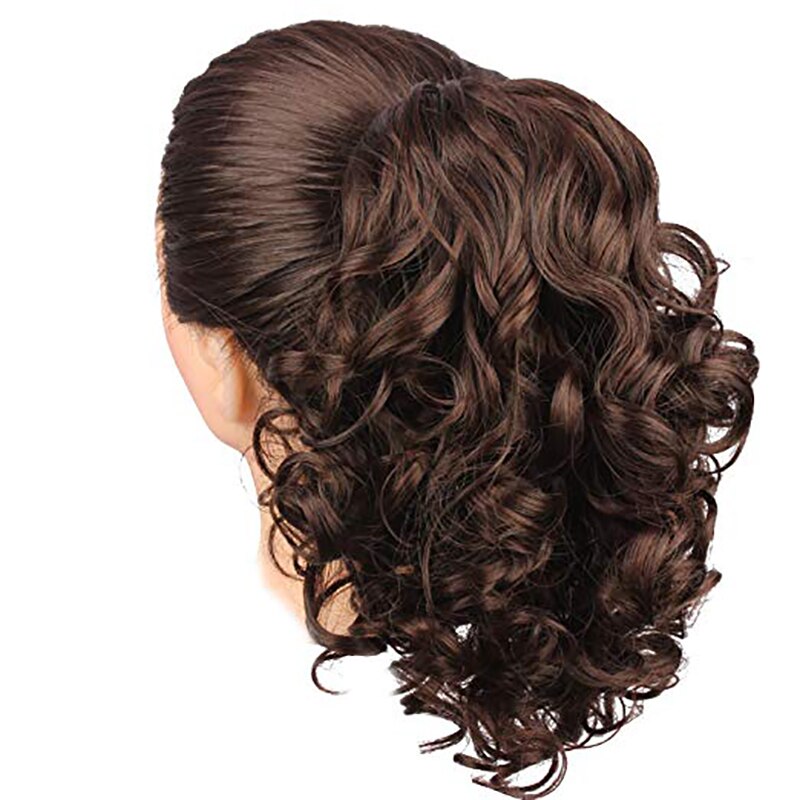 10 "Short curls Clip In Hair Tail False Hair Ponytail Hairpiece With Hairpins Synthetic Hair PonyTail Hair Extensions Curly