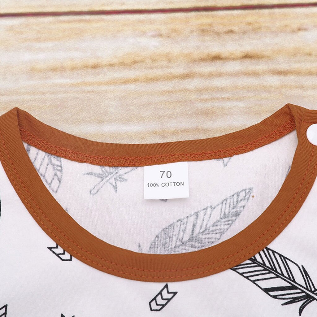 Infant Baby Girl Boy Feather Striped Romper Jumpsuit With Pocket Clotheswith Keep Warm Hat Set Long Sleeved Romper