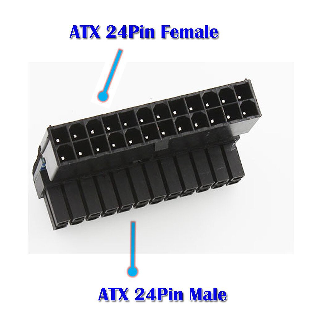 Atx 24 Pin Female Naar 24 Pin Male Haakse Adapter Voor Desktop Pc Voeding