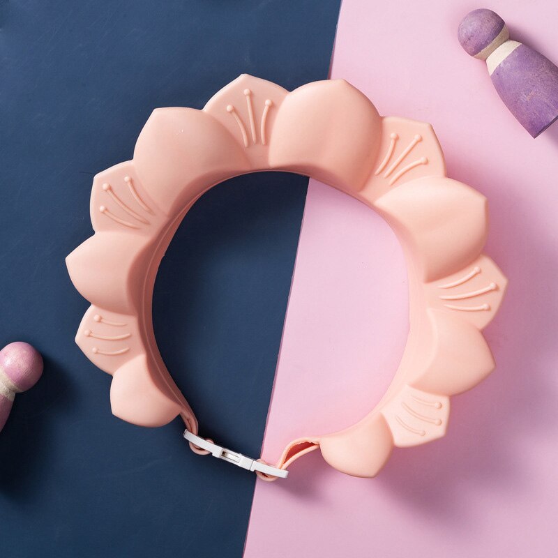 Gorro de champú para bebé, gorro de ducha ajustable para recién nacidos, protección para los oídos, Visor de baño para niños, cubierta para la cabeza, bonito escudo: Style 1 pink