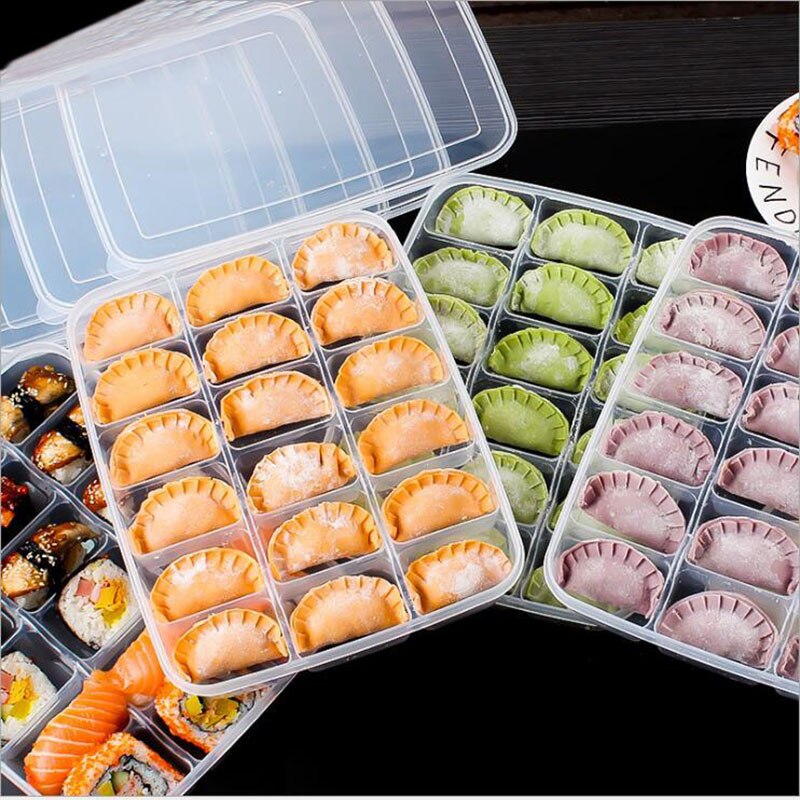 SHENHOONG 1 layer Storage Holder Refrigerator Fresh-keeping Plastic Case Portable Dumpling Box Container