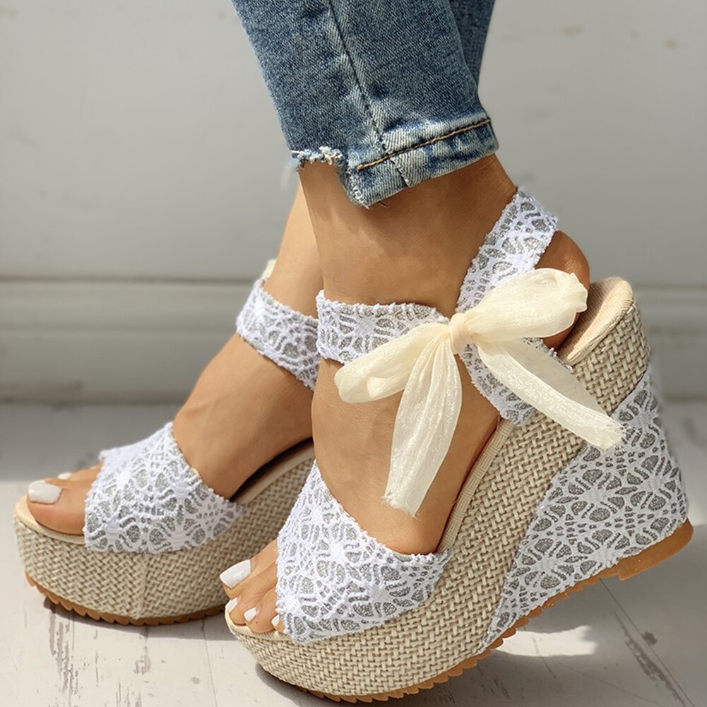 lace Leisure Women Wedges heeled women Shoes Summer Sandals Party Platform High Heels Shoes Woman 35-40