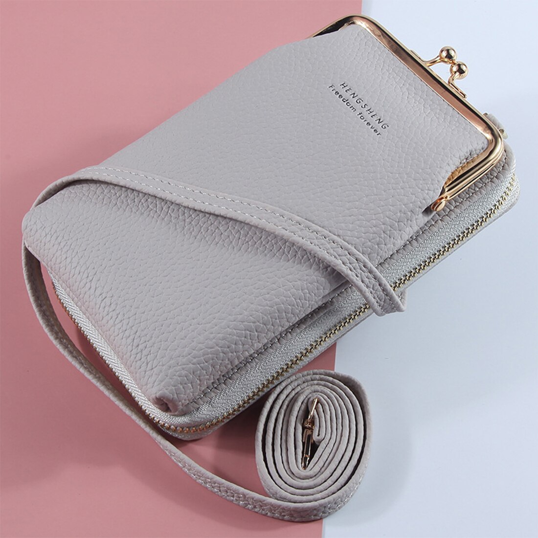 Brand Crossbody Bags Touch Screen Cell Phone Purse Bag Smartphone Wallet Metal Leather Shoulder Strap Handbag Women Bag: 2