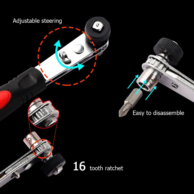 20pcs Universal Adjustable Torque Wrench Hexagonal Key Wrench Screwdriver Set Ratchet Socket Spanner Extension Bar Hand Tool