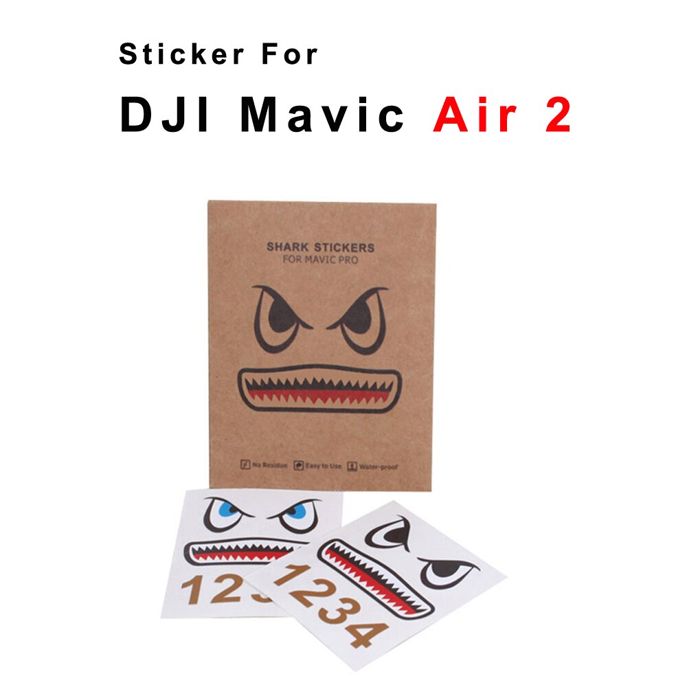 Voor Dji Mavic Air 2 Blauw/Zwart 2 Stuks Ogen Haai Sticker Drone Body Sticker Vliegtuigen Lijm Decals Skin voor Dji Mavic Air 2