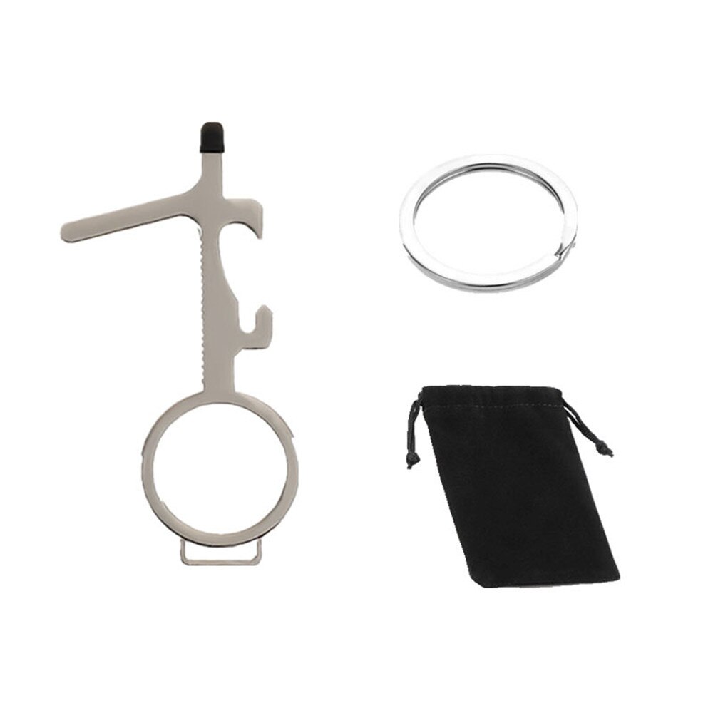 Touch Screen Buttons Edc Door Opener Hygiene Hand Antimicrobial Contactless Press Elevator Tool Portable Door Opener Keychain: 3