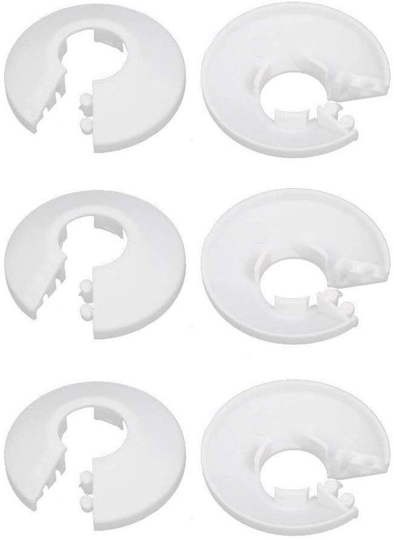 4/6 stk rund vandhane dækplade plast dekorativ dæksel væg hul kanal rør dæksel til vinkel ventil vandrør afløbsledning dæksler: Hvid 16mm 6 stk