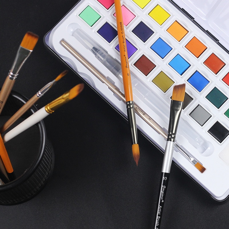 Acuarela pintura gouache cepillo de nylon de pelo 5 palos arte juego de bolígrafos para pintar estudiante de arte material de pintura material