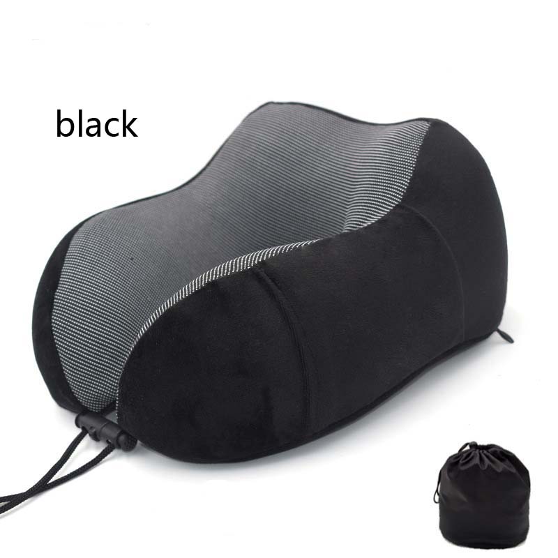 U Shaped Memory Foam Space Travel Neck Pillows Soft Slow Rebound Pillow Solid Neck Cervical Healthcare Bedding Wedge Pillow: black1
