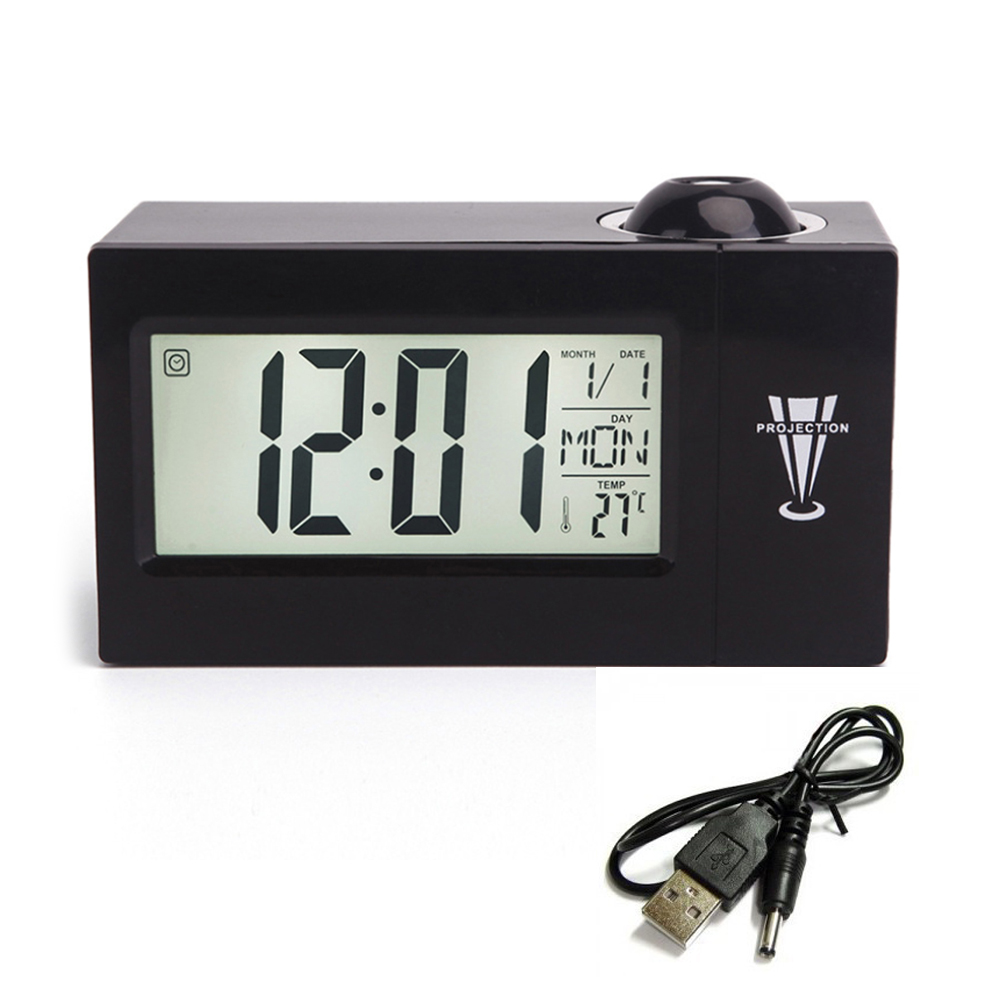 Projeksjon vekkerklokke digital lcd vise stemme snakker slumre temperatur ledet vegg tak klokke projeksjon multi-funksjon
