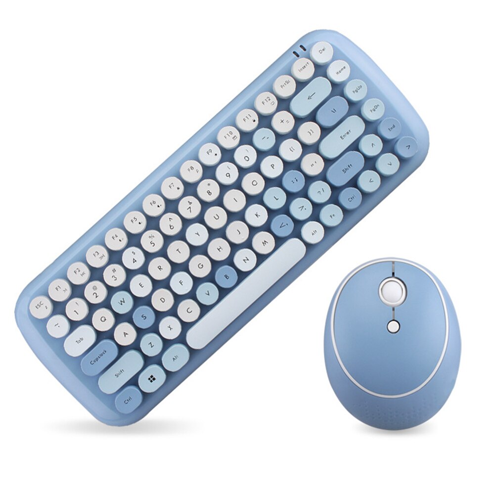 1600DPI Hand Office Mini Wireless Keyboard and Mouse Set Round Keycap Girl Heart Mixed Color Wireless Cute Keyboard Mouse Combos