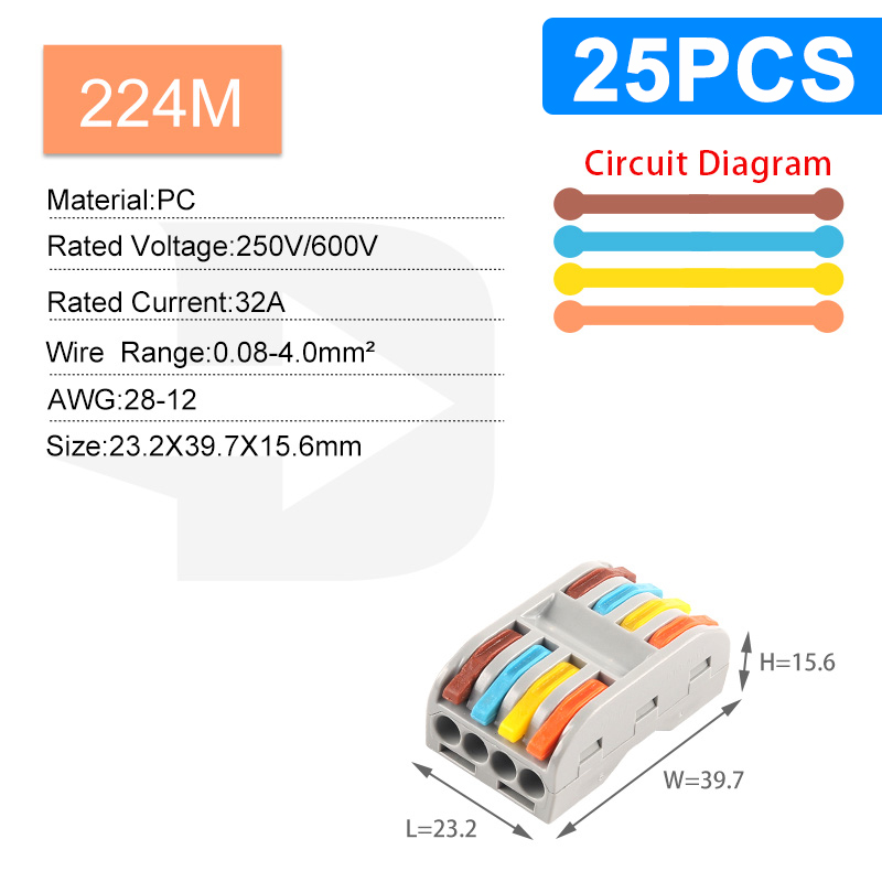 Mini Fast Wiring Connectors Universal Compact Splitter Electrical Cable Push-in Conductors Connector With Lever Terminal Block: MULTI