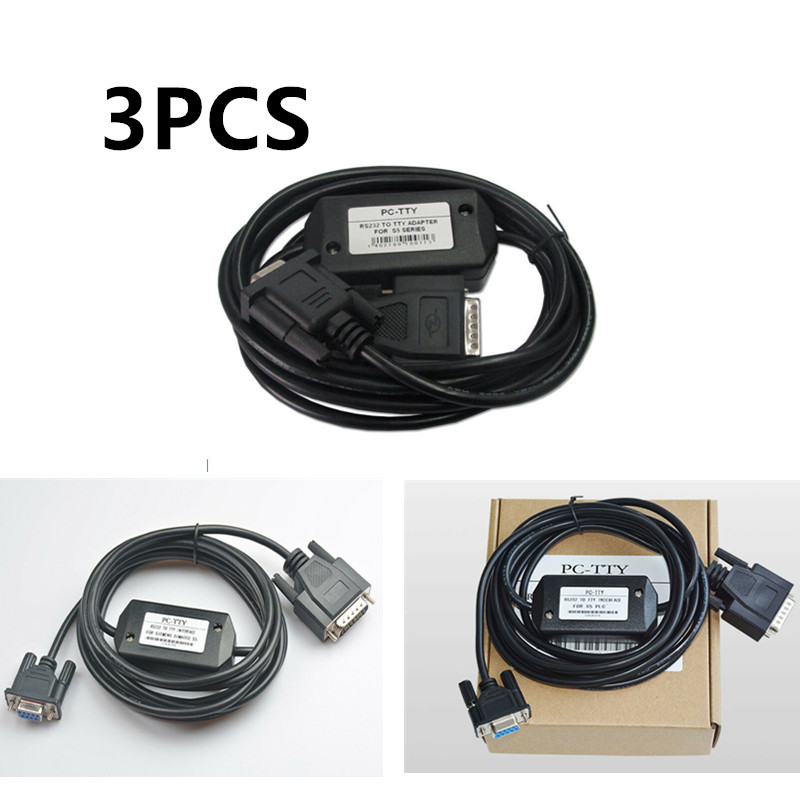 3PCS PLC Programming Cable PC-TTY for Siemens S5 Series, 6ES5734-1BD20 DB9 To DB15