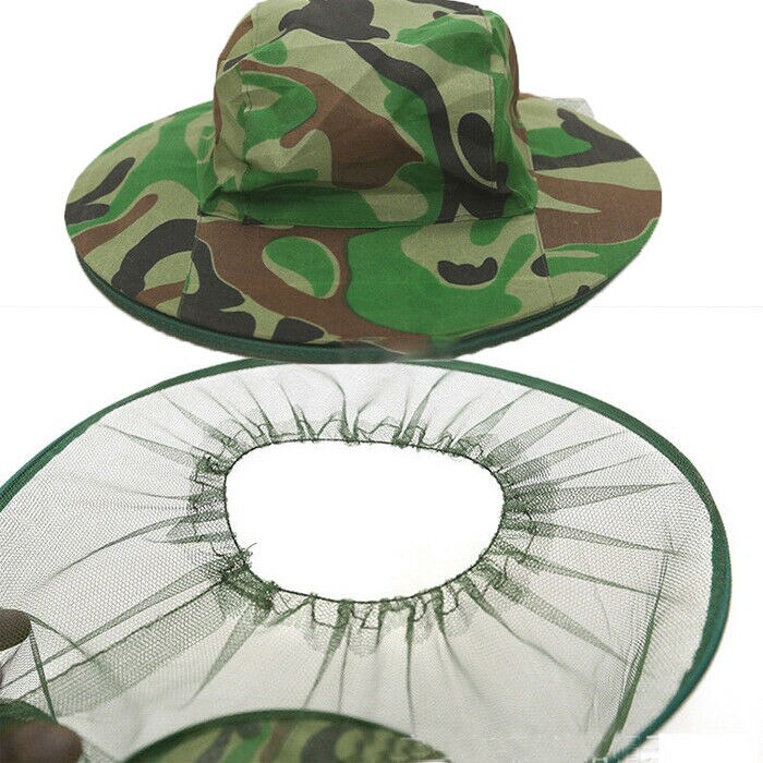 Myg hat med hovednet mesh fiskeri biavl hat værktøj camouflage cap holder insekter bi flyvende ansigtsbeskytter