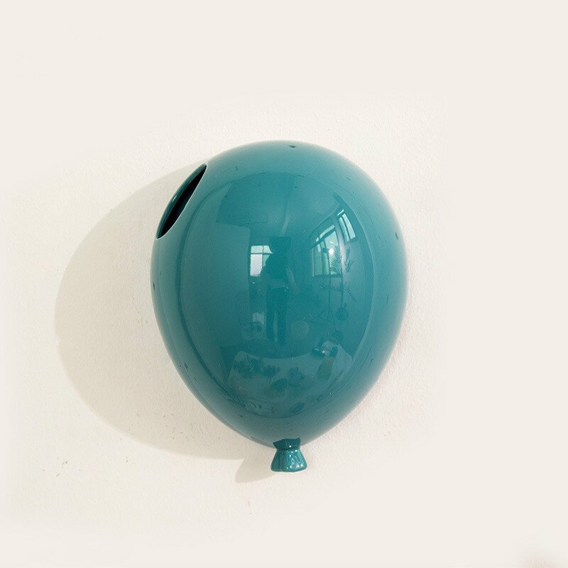 Keramische ballon wandhanger vaas taart ijssalon wandvaas kinderkamer wanddecoratie hanger: 10 x 7 x 13.5cm blauw