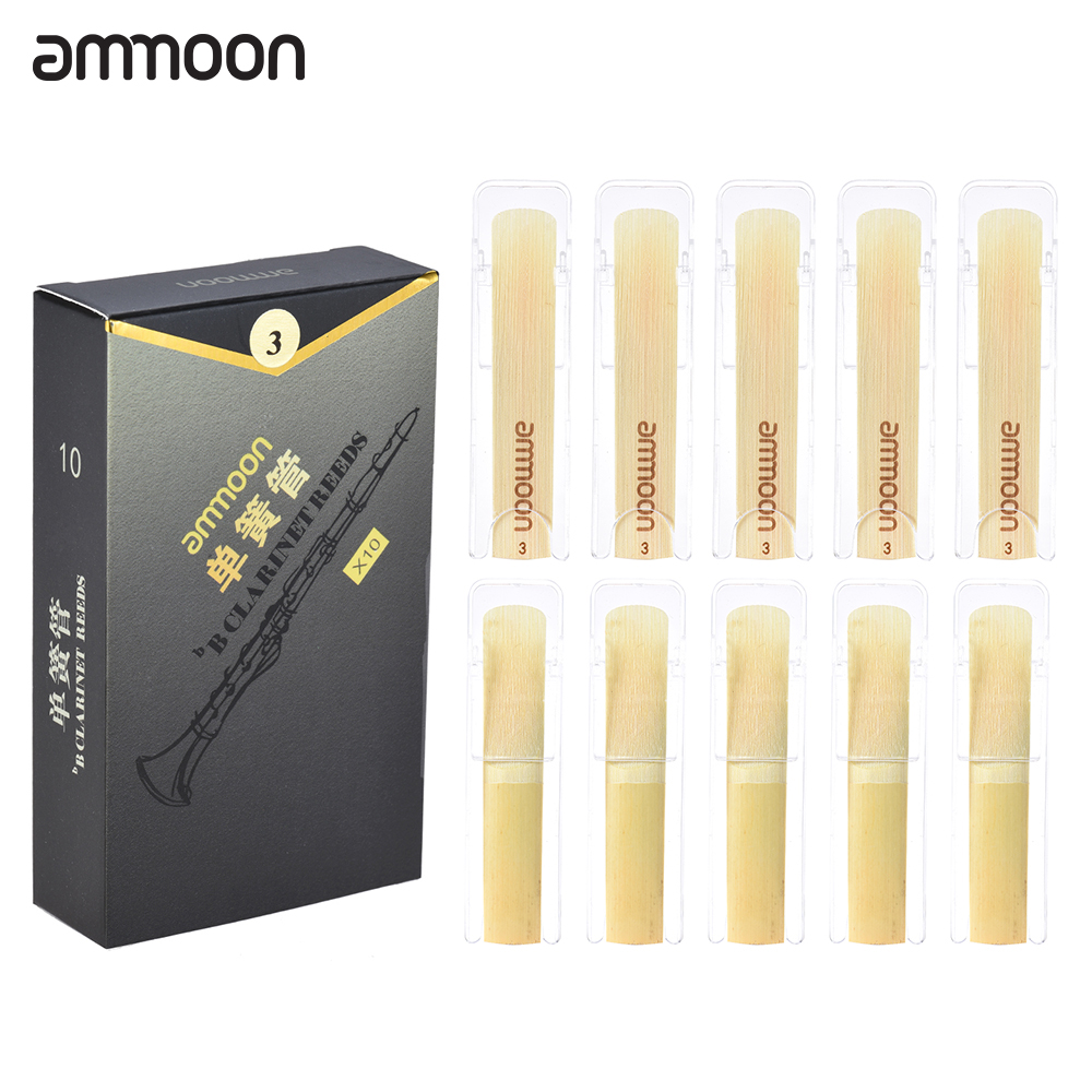 Ammoon Bb Clarinet Reeds - Strength 2.0, 2.5, 3.0 - 10 Pieces per Box - Bamboo