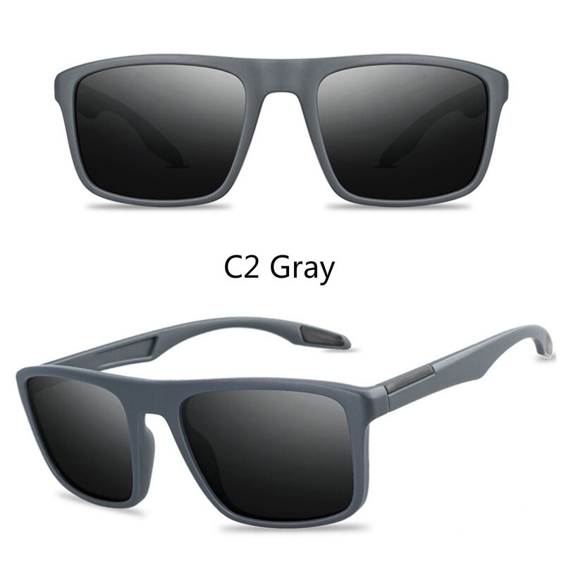 Sort polariserede solbriller mænd kørsel/sports solbriller ovale polariserede nuancer til mænd/kvinder  uv400 briller mandlige hun: C2 grå