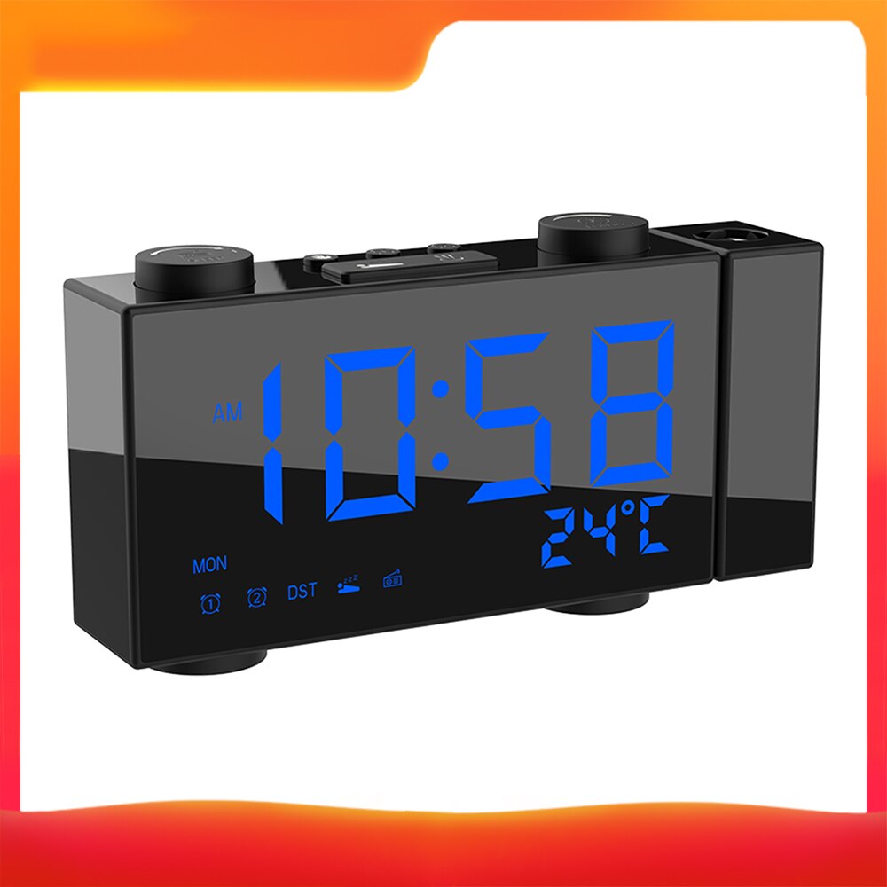 Digitale Fm Projectie Radio Wekker Tijd Displays Dual Wekker Met Snooze Thermometer Klok Led Klokken