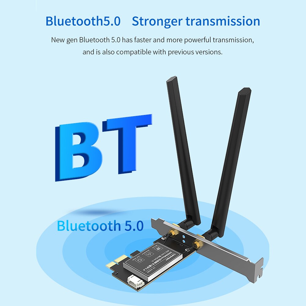 Comfast AX200 Pcie X1 Dual Band Draadloze Netwerkkaart 2.4Ghz 5Ghz Bluetooth Wifi Adapter Ontvanger Met Antenne