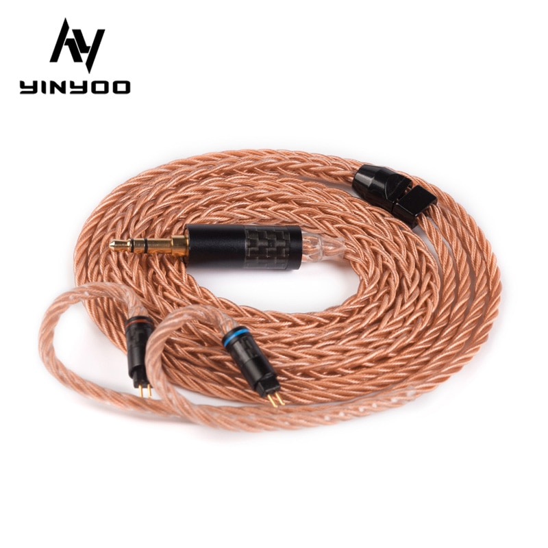 Yinyoo-Cable de cobre y cristal de alta gama, conector MMCX/2PIN mejorado de 8 núcleos, 2,5/3,5/4,4 MM, para BLON BL-01 KZ EDX