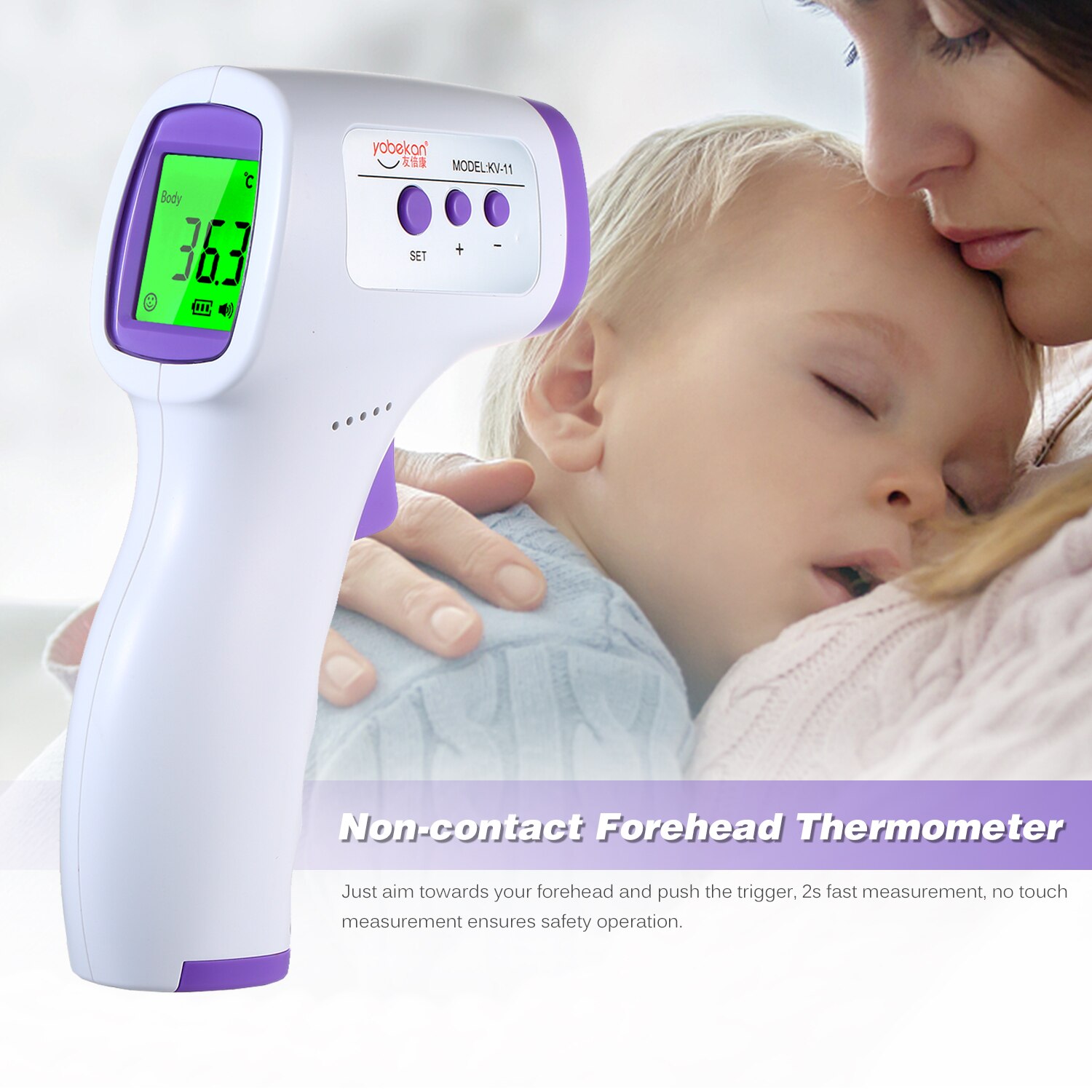 Digitale Infrarood Voorhoofd Thermometer Lcd Ir Thermometer Handheld Non-Contact Ir Infrarood Thermometer Temperatuur Meter