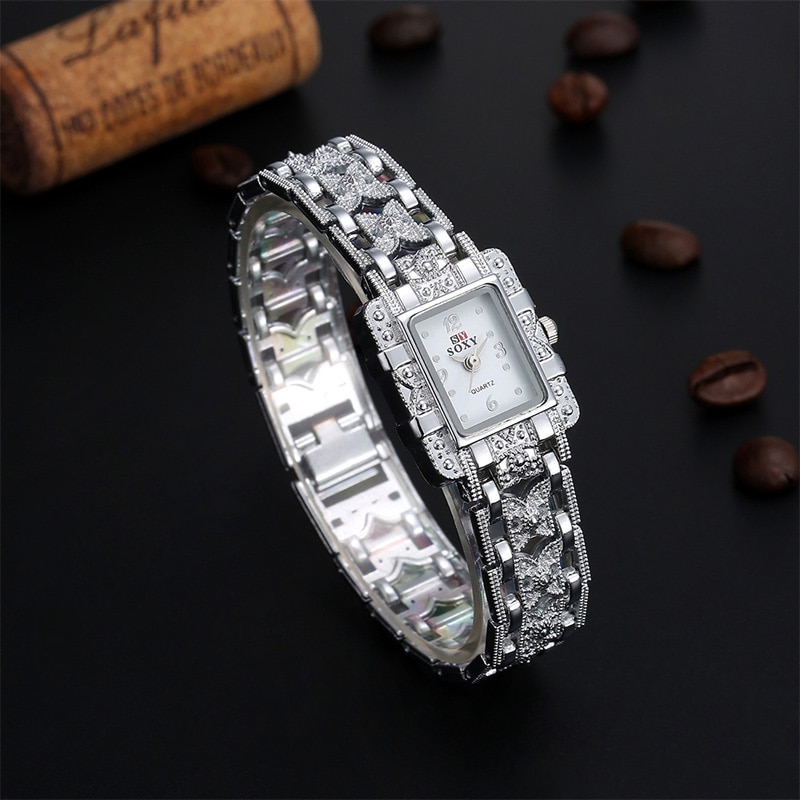 Soxy luxe merkhorloge zilveren armband quartzhorloge dameshorloges dameshorloge lady relogio feminino tme 0022