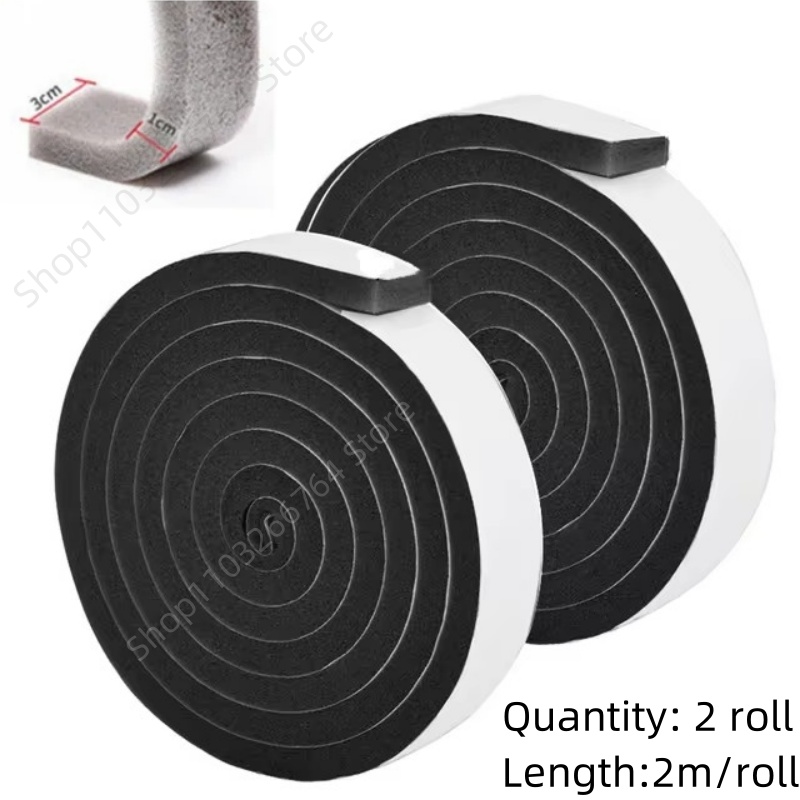 Bande d'étanchéité auto-adhésive en mousse pour porte et fenêtre, 4M (2 rouleaux), coupe-vent, insonorisée, coupe-froid, bande d'étanchéité anti-poussière: vert clair