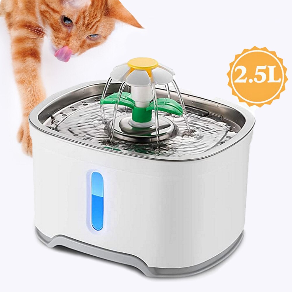 2.5L Automatic Cat Fountain Pet Drinking Water Dispenser Electric LED Dog Drinking Fountain Cat Feeder Drink Filter USB Powered