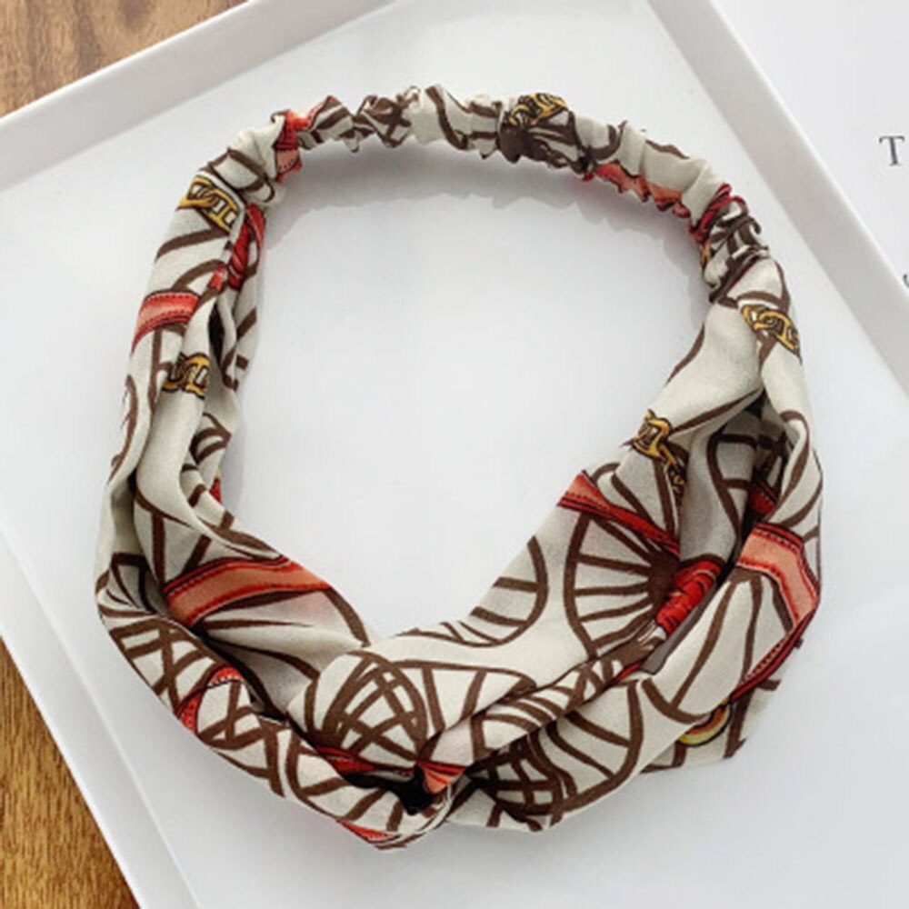 Headband Cross Knotted Bow Chiffon Floral Hair Band Korea Headdress Women Hair Accessories Girls Hairband: 3