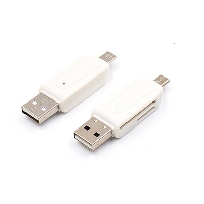 1pc 2 w 1 USB 2.0 OTG adapter czytnika kart pamięci uniwersalny mikro USB TF czytnik kart SD robić komputera telefonu, komputera laptopa: biały