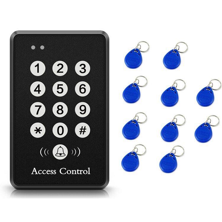 125Khz RFID Access Control Keypad Reader Device 500 users Security RFID Proximity Entry Door Lock Access Controler Keyboard: D85 and 10 keys