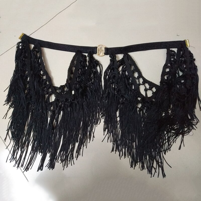 Latin Dance Accessories Women Black Fringed Belt Girdle Salsa Cha Cha Tango Samba Rumba Dancing Practice Wear Adults DNV12329