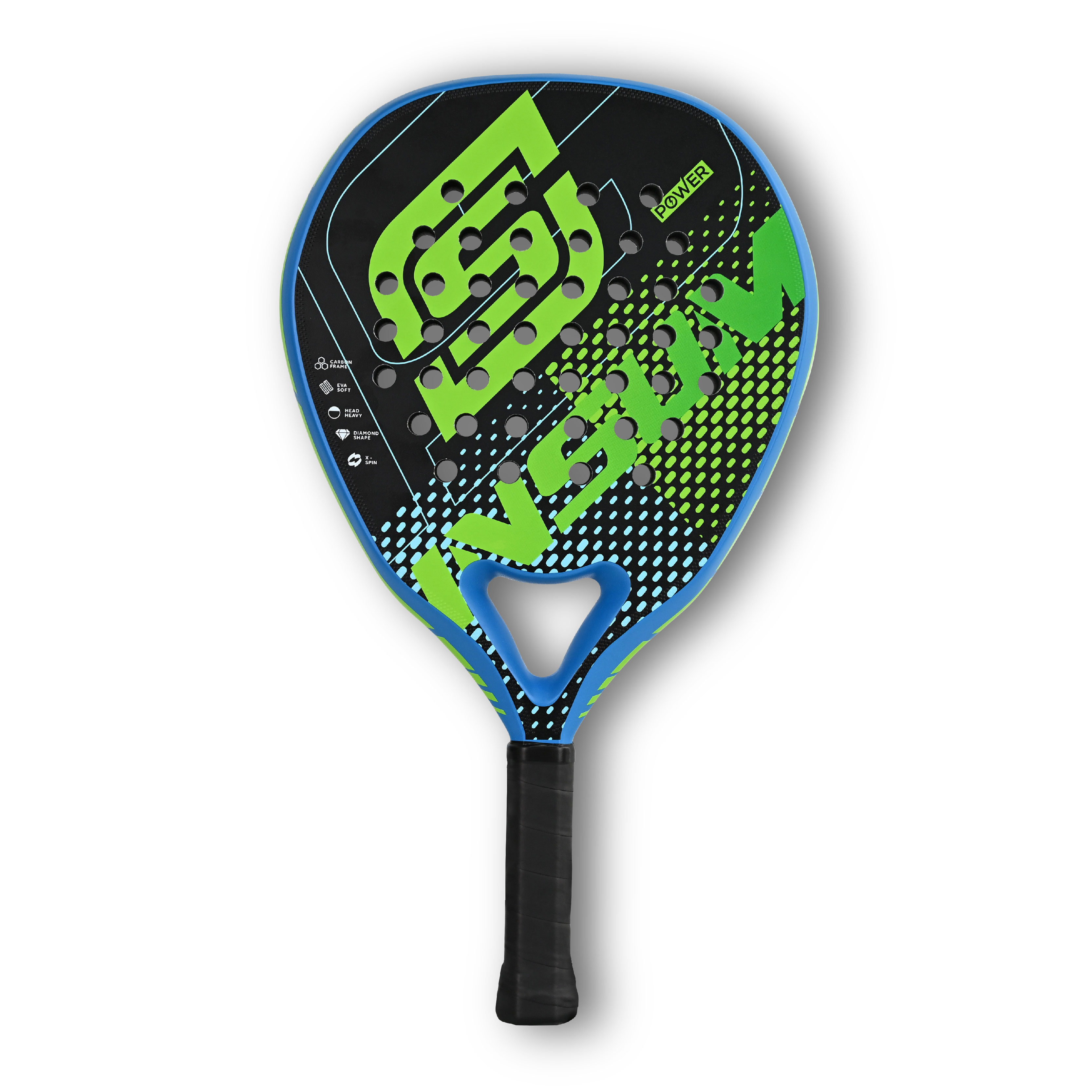 INSUM Padel Racket Carbon Fiber Soft EVA Surface High Balance Diamond Shape Sports Racket for Advanced Players Paddle: light green