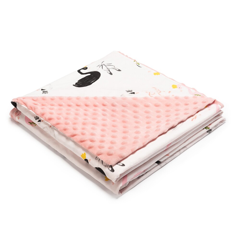 Vändbar unisex barnsmjuk babyfilt minky dot korallfleece mjuk termisk linda sängkläder set bomullsquilt: 4