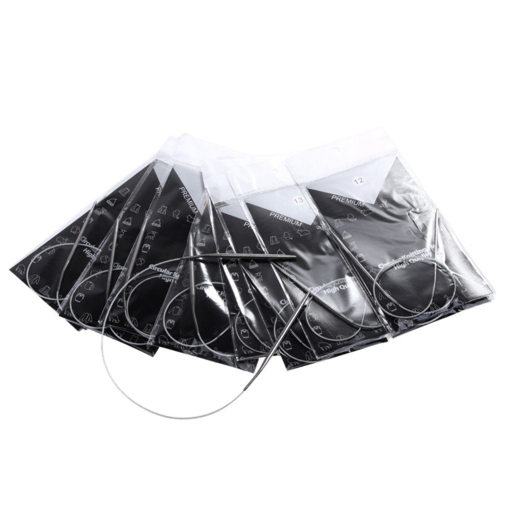 11 unids/set de agujas de tejer circulares de acero inoxidable de 43 cm, agujas circulares para tejer, herramientas, agujas para tejer, herramientas de costura