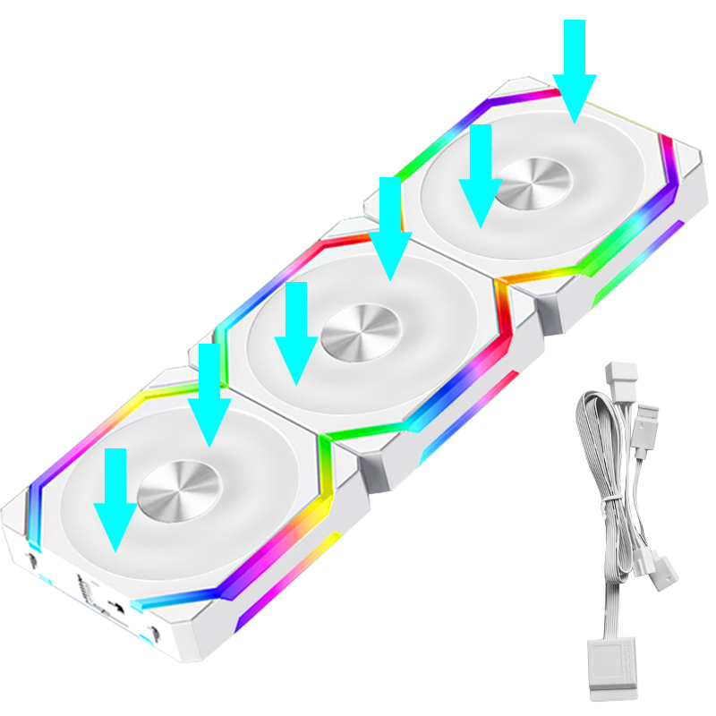 JUMPEAK CS120 ARGB ventilateur de refroidissement 360mm épissage empilable modulaire PWM silencieux 120mm RGB ventilateurs Kit pour boîtier PC de jeu refroidisseur d'eau: Bleu