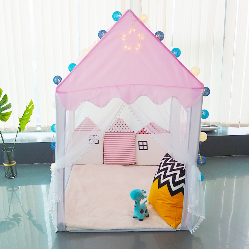 Nordique enfants jouer tente rose princesse château jouer maison Tipi Enfant intérieur bébé filles berceau baldaquin Net lit tente enfants chambre décor