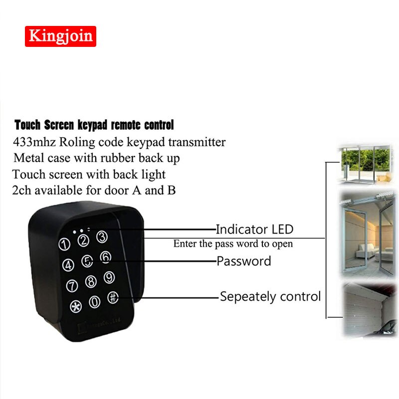 KINGJOIN Touch panel wireless keypad for swing gate opener / 500kg PKM sliding gate opener